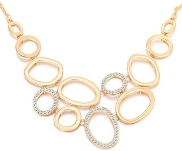 XINYIXIN Ouran Collar de mujer, cadena de anillos, collar con colgante para niñas, collar de cadena larga con diamantes de imitación de cristal CZ brillante, Aleación, Crystal