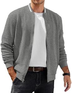 COOFANDY Mens Mens Zip Up Sweater Jacket Fashion Bomber Jacket Lightweight Varsity Coat