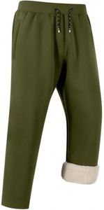 Gihuo Men's Winter Warm Fleece Pants Sherpa Fleece Lined Jogger Pants Sweatpant Athletic Running Straight Cuff Pants(01Army-XL)