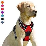 BARKBAY No Pull Dog Harness Front Clip Heavy Duty Reflective Easy Control Handle for Large Dog Walking(Red,M)