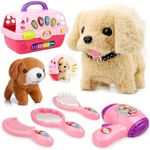 BELLOCHIDDO Dog Toys for Kids, Pretend Play Puppy Dog Toy for Kids with Interactive Electric Dog, 7 Piece Pet Care Playset with Carrier, Educational Toys for 1 2 3 4 5 6 Old Girls