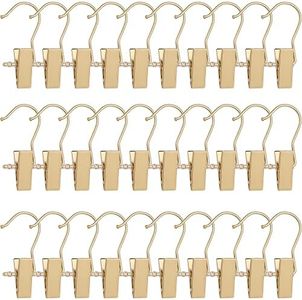 BEWISHOME 30 PCS Gold Boot Hangers for Closet, Laundry Hooks with Clips, Boot Hanging Hold Clip, Clothes Pins, Space Saving Portable Travel Hangers Clip, Jeans, Tall Boots, Towel, Gold FYC30G