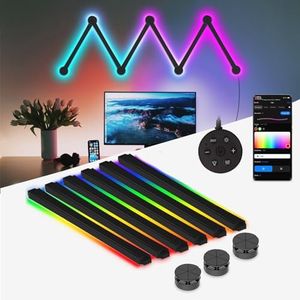 RGB Light Bar - Smart Wall Light Lines with Music Sync, Wi-Fi LED Gaming Lights with 16M+ Colors & 40+ Sence Modes, Creative Smart Light Bar for TV Backlight, Bedroom Esports Room(6 Pcs, Black)