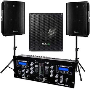 IBIZA SOUND LIGHT - Table de Mixage DJM250-BT - Enceintes 1400w - Caisson Amplifié 800w - 2 Pieds Robustes - Câble Hp, RCA et Câble PC OFFERTS - PACK SONO DJ BAR CLUB DISCO ANNIVERSAIRE SOIREE MARIAGE