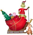 Gemmy Christmas Airblown Inflatable Grinch and Max in Sleigh Colossal Scene Dr. Seuss, 12 ft Tall