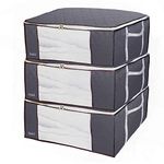 90L Underbed Storage Bags with Zips, Large Clothes Storage Bags with Strengthened Handles, Breathable Duvet Storage Bag King Size for Comforters, Clothes, Quilt, Blankets, Bedding, No-Smell