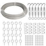 TooTaci 2mm Garden Wire Rope Kit, 30M Stainless Steel Cable Wire Rope, with Turnbuckle Hooks, PVC Coated Steel Metal Wire Cable, Vine Eyes for Climbing Plants, Picture Hanging, Fence Wire Kit