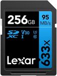 Lexar Professional 633x SD Card 256GB, SDXC UHS-I Card, Up to 95MB/s Read, for Mid-Range DSLR, HD Camcorder, 3D Cameras, LSD256CBEU633 (Product Label May Vary)