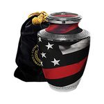 Red Line Firefighter and First Responder Cremation Urns for Human Ashes Adult for Funeral, Burial, Columbarium or Home, Cremation Urns for Human Ashes Adult 200 Cubic Inches, Urns for Ashes, Large