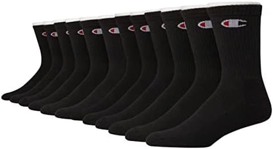 Champion Men's Double Dry Moisture Wicking Crew Socks Multipacks, Black Ankle C - 12 Pack, 6-12