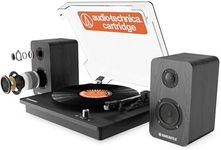 Vinyl Record Player with Speakers | Bluetooth Turntable with AUX & Headphone Jack | Vinyl Player with Speakers, Multi-Playback Options, 45RPM Adaptor and Audio Technica Cartridge | Oakcastle TT200
