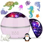 360° Rotating Night Light Projector for Kids, MIANTANG 2 in 1 Starry Sky and Sea World, 8 Colors Baby Night Lights Projector, Best Gift for Children Bedroom Birthday Party Festival (Pink)