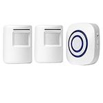 Actpe Wireless Home Security Driveway Alarm,Motion Sensor Alarm Outdoor Chime Kit with 1 Plug-in Receiver and 2 PIR Motion Detector Alert for Business Office Shop, LED Indicators, White, 855842