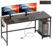 JOISCOPE Computer Desk with USB & Type-C Outlet, Home Office Desk with 2-Tier Storage Shelves, Modern Gaming Desktop Workstation, 60 inches, Black