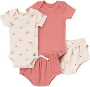 Modern Moments by Gerber Baby Neutral Short Sleeve Bodysuit and Shorts Set, Beige Lobster/Medium Rose, 12 Months