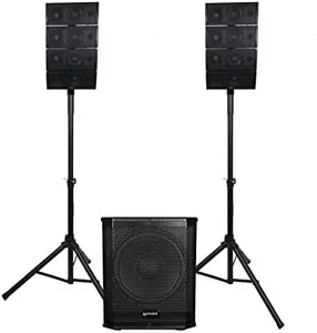 Gemini Sound LRX-448 Professional Bluetooth PA System, Line Array with 4x4 Horizontal Drivers, 12" Powered Subwoofer, 1000W, USB/SD Card, Includes Stands and Cables