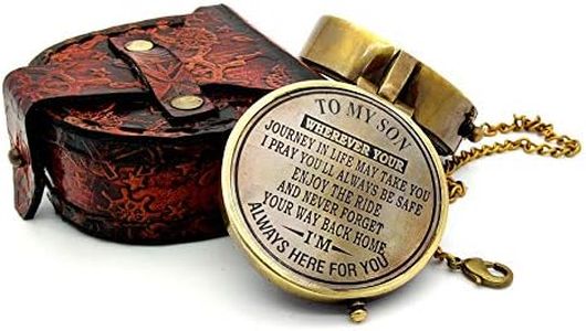 5MOONSUN5's Engraved Brass Compass Gift to My Son/Nautical Gift for Son from Dad/Gift to Son from Mom/Gift for Son,Father Son Gift,Mother Son Gift,Love Mom,Son from Mom, Love Dad/with Leather Case