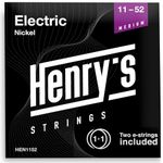 HENRYS® Electric Guitar Strings - Electric Guitar Strings with Nickel-Plated Exterior and Stainless Steel Core - Extra E1 String Free - Strings for Electric Guitar 11-52