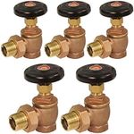 Midline Valve 6I564-5 Steam Radiator Valve; Air Vent Temperature Control; 3/4 in. FIP x Male Union; Brass (5 Pack)