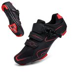 Vicogn Mens Womens Cycling Shoes Compatible with Peloton Indoor Bicycle Pedals Clip in Road Bike Shoes Pre-Installed with Look Delta Cleats, Red, 8 Women/6.5 Men