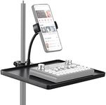 Phone holder Microphone Stand Tray, Clamp-On Rack Tray,Cell Phone Stand for Music Sheet,Compatible with Most Microphones Stands for Live Streaming,Karaoke, Recording