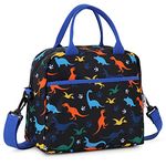 Lunch Bag for Kids, Insulated Lunch Box Bag Cute Thermal Lunch Tote for Boys Girls with Removable Shoulder Strap, VONXURY (Black Dinosaur)