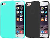 CaseHQ [2pack] Compatible with iPhone 6 Case,iPhone 6s Case, Ultra Thin and Slim Slim Fit Silicone Gel Rubber Case,Shock Absorption and Anti Scratch Finish Case Coated Non Slip -Black+Teal