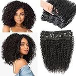 Nexyshe Hair Extensions 10pcs Kinky Curly Clip in Hair Extensions Real Human Hair 18" Curly Hair Extension Clips Full Head Real Remy Hair Extensions