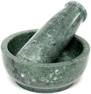 KLEO Natural Stone Mortar and Pestle Set - Green, 10 Diameter x 4 Cm, 500 Grams