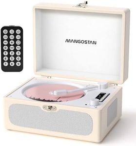Vintage Suitcase Portable CD Player with Bluetooth Out & Input, Rechargeable Battery, Cute Retro Desktop CD Player for Home with Speakers Support USB/AUX/Headphone Mode, Remote Control, Cream White…