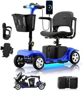 Mobility Scooter for Adults, Senior, 4 Wheels Electric Powered Chargeable Device for Travel, Lightweight Mobility Scooter, with LED Headlights and Basket, Charger Included