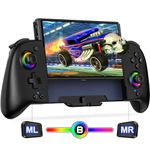 HASACOOL Switch Controllers, Hall Effect Joystick (No Drift) Switch Joycon for Nintendo Switch/OLED, Full-Size Grip One-Piece Switch Pro Controller with RGB/Programmable. Ideal for Handheld Mode