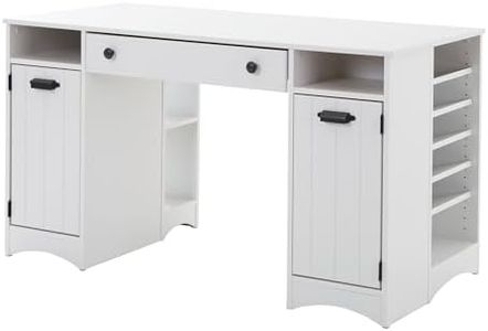 South Shore Artwork Craft Table with Storage Pure White, Coastal