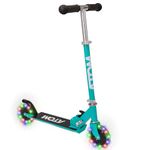 ATOM Light Up Wheels Inline Childrens Scooters | Kids Push Scooter With Adjustable Handle Height | Easy Foldable Kids' Scooter For Boys And Girls| Kick Scooter For Kids | Ages 5-12 (Teal)