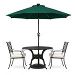 Brandway Center Pole Patio Luxurious Garden Big Size Umbrella 2.7m/9ft Metal with Base Stand Umbrella for Outdoor Relaxation, Garden,Patio,Balcony, Cafe, Restaurant | water resistant 230 GSM (Green)