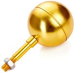 BRUBAKER Golden Flag Pole Topper Ball - 7,6 cm (3 Inch) Aluminum Flagpole Top Gold - M12 Threading - Replacement Ornament - Weatherproof