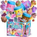 Fluffy Slime for Girls Kids, FunKidz 4 Count Premade Butter Slime Kit to Make Ice Cream Butter Cake Slime with Sweet Adds-in Supplies