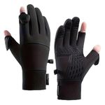 2XK-NOV 1 Pair Windproof and Waterproof Warm Gloves for Women (Palm width does not exceed 9cm) with Finger Cap, Touchscreen Gloves, Fingerless, Suitable for Running, Cycling, Driving, Fishing