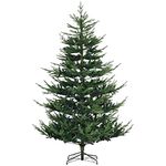 HOMCOM 7.5 Foot Artificial Christmas Tree, Pine Hinged Xmas Tree with 1218 Realistic Branches, Steel Base, Auto Open, Green