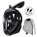 Snorkel Mask Full Face JRing 180° Panoramic View Safe Breathing System Diving Mask with Adjustable Strips and Action Camera Mount Anti-Fog Anti-Leak Snorkeling Mask Set for Adults and Kids