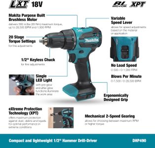 Makita 18V LXT Brushless Combi Drill – Bare Tool, No Battery