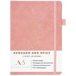 A5 Pink Notebook by Avocado and Spice® - Journals for Women - Cute Notebook Aesthetic Stationary Notebooks for Women - Aesthetic Notebook A5 Travel Journal - 200 Thick Pages (Pink, Lined)