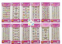 GS Pack of 10 Sheets Self Adhesive Multicolored Design Stone Crystal Shaped Stickers for Craft Decoration Project