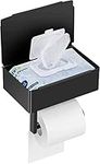 Toilet Paper Holder with Shelf,Flus
