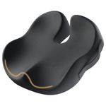 ProtoArc Office Desk Chair Cushion, Ergonomic Coccyx Cushions, Memory Foam Seat Cushion for Car, Home, Pressure Distribution Cushion for Tailbone Hip Support, All Day Comfort - Black