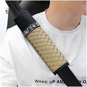 zipelo 2 Pcs Auto Seat Belt Cover, Breathable Leather Shoulder Pads Protect Your Neck, Harness Pads Strap for a More Comfortable Driving, Car Accessories Compatible with Adults Kids (Khaki)