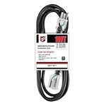 EP 10Ft 14/3 Lighted Outdoor Extension Cord - 14 Gauge 3 Prong SJTW Heavy Duty Black Extension Cable with 3 Prong Grounded Plug for Safety,Great for Garden and Major Appliances,UL Listed