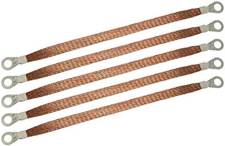 MEETOOT 5pcs 250mm Braided Ground Strap Gold Color Automotive Engine Copper Ground Strap Wire with Terminals Plugs