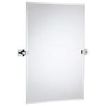 Hamilton Hills Large Squared Modern Pivot Rectangle Mirror with Polished Chrome Wall Anchors | Silver Backed Adjustable Moving & Tilting Wall Mirror |æ 20" x 30" Inches