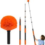 Buyplus 26FT Reach Cobweb Duster, Outdoor Spider Web Cleaner Brush with Professional 5-20FT Extension Pole, Non-Shedding Fluffy Bristles, Suitable for Ceiling and Corner Dusters for Indoor and Outdoor